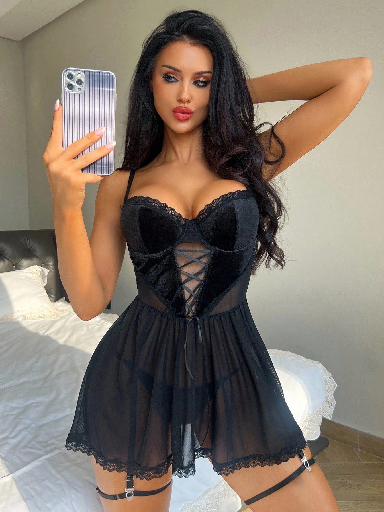 Gothic Style With Sexy Lace Set