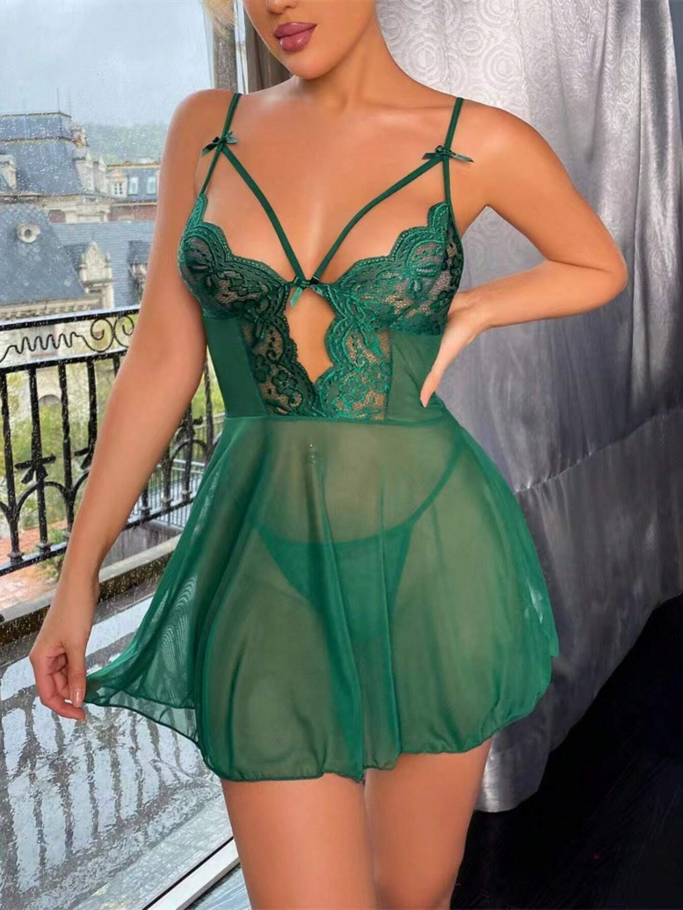 Lingerie Dress With Contrasting Lace